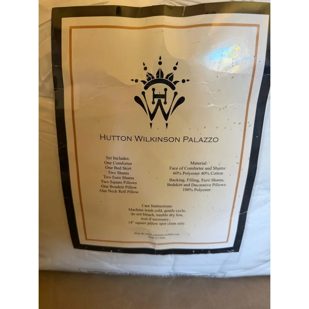 Hutton Wilkinson Palazzo White Ruched Comforter Set Hollywood Regency